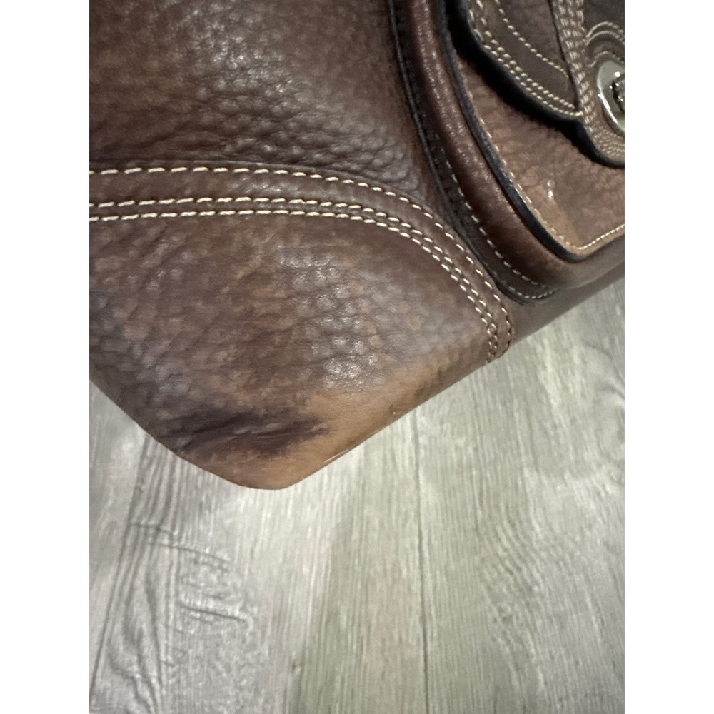 Coach Women's Brown Pebbled Leather Hampton Top Handle Satchel Bag F13963 - Picture 11 of 16